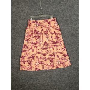 Denim & Co Naturals Womens Printed Linen Flax Midi Skirt Size PM Tropical Resort
